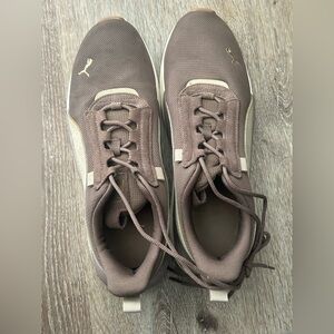 Puma Men’s Brown Mesh Athletic Sneakers with Cream Accents